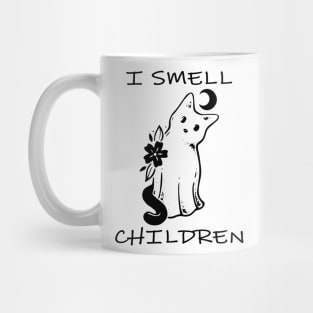 i smell children, funny halloween ghost cat Mug